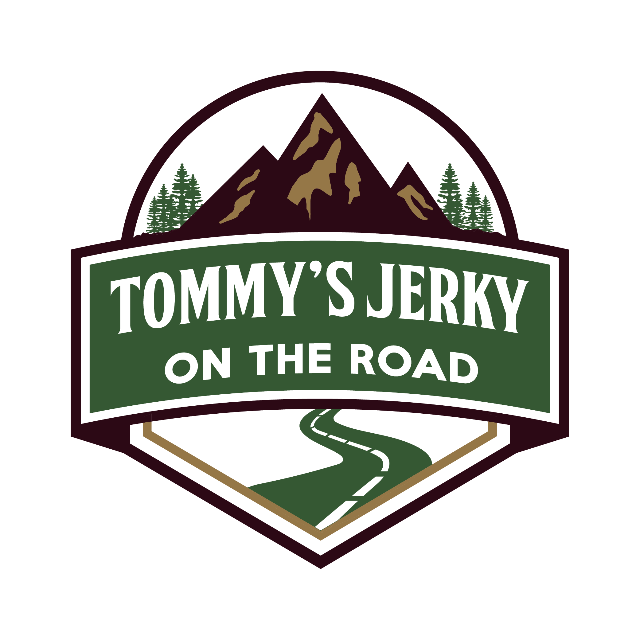 Tommy's Jerky On The Road logo with white splatter
