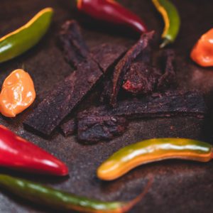 Beef jerky with peppers